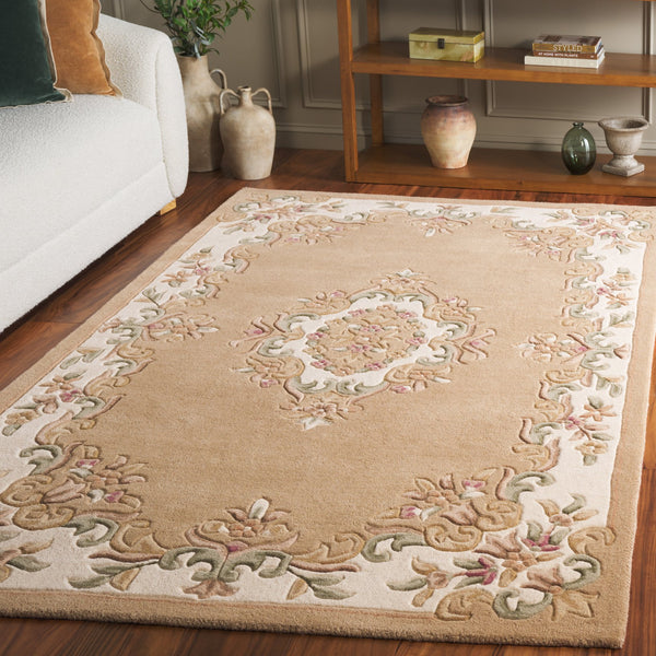 Safavieh Aubusson Hand-tufted Area Rug – Luxurious Ivory & Green Floral Design, Crafted For Timeless Elegance Beige ,Ivory 80% Wool,20% Cotton Aub301b-8