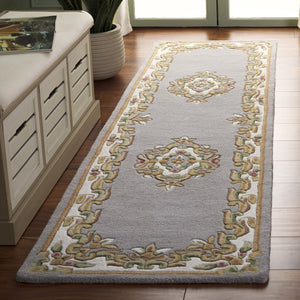 Safavieh Aubusson Hand Tufted Area Rug In Grey And Ivory - Timeless Elegance For Any Home Décor Style Grey ,Ivory 80% Wool,20% Cotton Aub301f-3