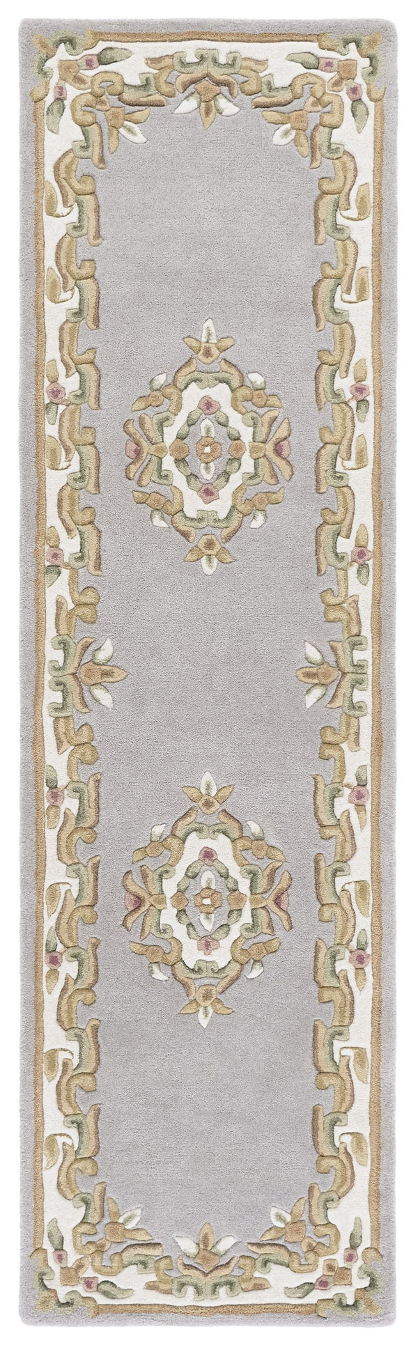 Safavieh Aubusson Hand Tufted Area Rug In Grey And Ivory - Timeless Elegance For Any Home Décor Style Grey ,Ivory 80% Wool,20% Cotton Aub301f-3