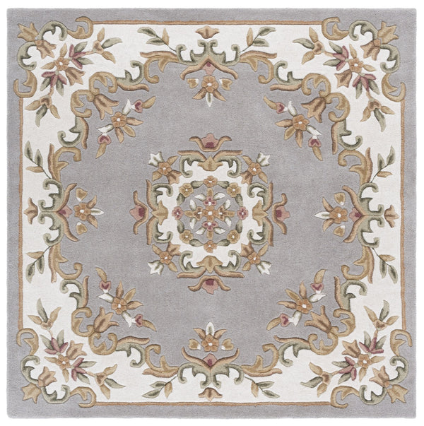 Safavieh Aubusson Hand Tufted Area Rug In Grey And Ivory - Timeless Elegance For Any Home Décor Style Grey ,Ivory 80% Wool,20% Cotton Aub301f-3
