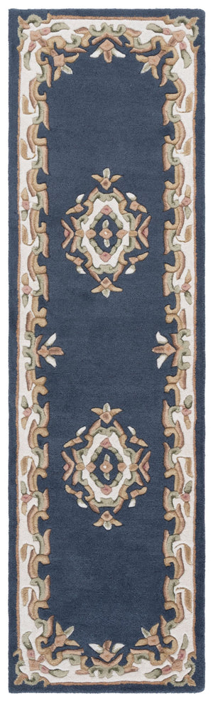 Safavieh Aubusson Hand Tufted Area Rug In Grey And Ivory - Timeless Elegance For Any Home Décor Style Dark Blue ,Ivory 80% Wool,20% Cotton Aub301l-8