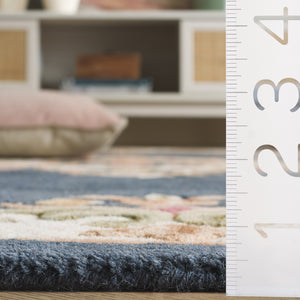 Safavieh Aubusson Elegant Hand-tufted Runner Rug In Grey And Ivory - Timeless Design For Any Space Dark Blue ,Ivory 80% Wool,20% Cotton Aub301l-5