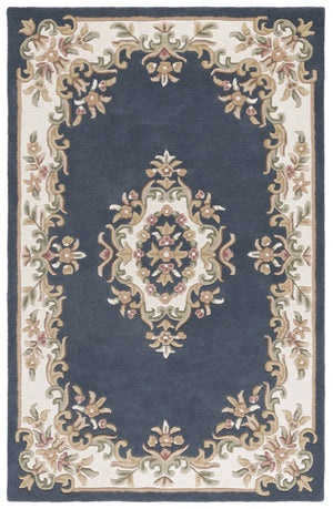 Safavieh Aubusson Elegant Hand-tufted Runner Rug In Grey And Ivory - Timeless Design For Any Space Dark Blue ,Ivory 80% Wool,20% Cotton Aub301l-5