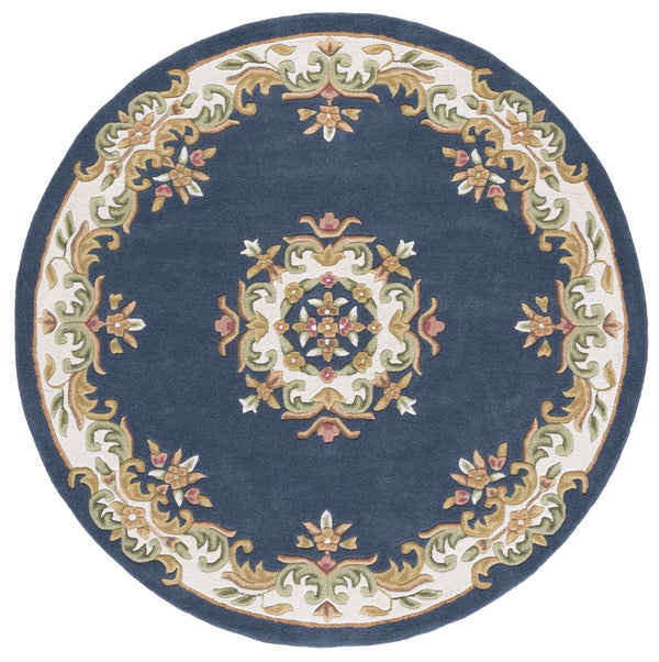 Safavieh Aubusson Hand Tufted Area Rug In Grey And Ivory - Timeless Elegance For Any Home Décor Style Dark Blue ,Ivory 80% Wool,20% Cotton Aub301l-8