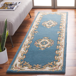 Safavieh Aubusson Hand-tufted Area Rug – Luxurious Ivory & Green Floral Design, Crafted For Timeless Elegance Blue ,Ivory 80% Wool,20% Cotton Aub301m-5