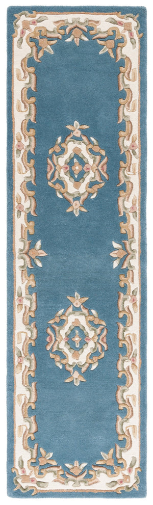 Safavieh Aubusson Hand-tufted Area Rug – Luxurious Ivory & Green Floral Design, Crafted For Timeless Elegance Blue ,Ivory 80% Wool,20% Cotton Aub301m-5