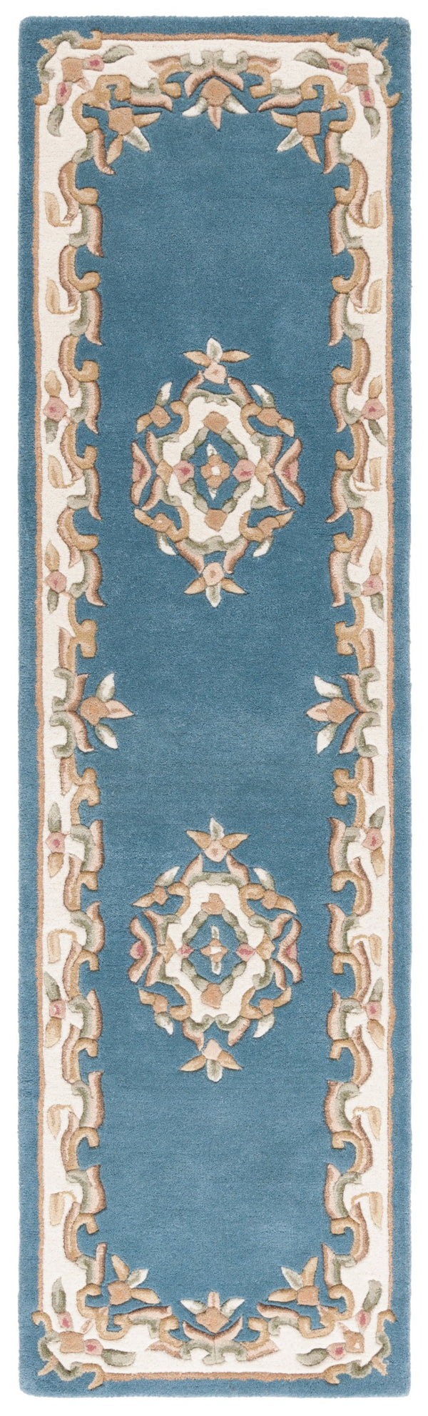 Safavieh Aubusson Hand-tufted Area Rug – Luxurious Ivory & Green Floral Design, Crafted For Timeless Elegance Blue ,Ivory 80% Wool,20% Cotton Aub301m-5