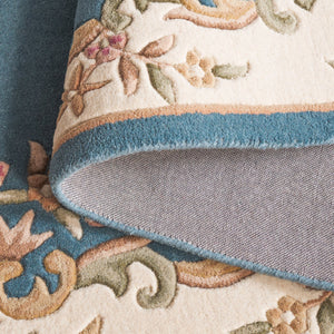 Safavieh Aubusson Hand-tufted Area Rug – Luxurious Ivory & Green Floral Design, Crafted For Timeless Elegance Blue ,Ivory 80% Wool,20% Cotton Aub301m-5