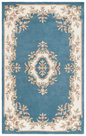 Safavieh Aubusson Hand-tufted Area Rug – Luxurious Ivory & Green Floral Design, Crafted For Timeless Elegance Blue ,Ivory 80% Wool,20% Cotton Aub301m-5