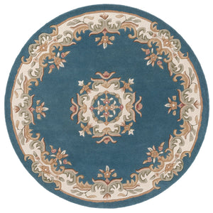 Safavieh Aubusson Hand-tufted Area Rug – Luxurious Ivory & Green Floral Design, Crafted For Timeless Elegance Blue ,Ivory 80% Wool,20% Cotton Aub301m-5