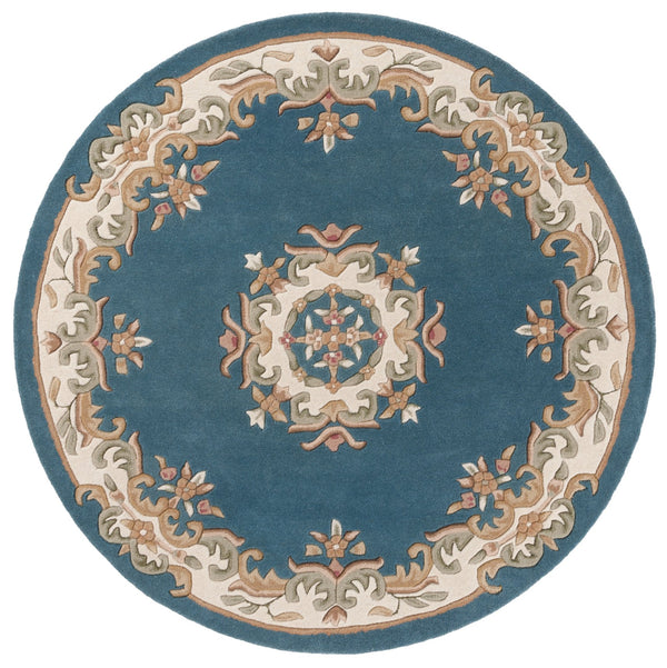 Safavieh Aubusson Hand-tufted Area Rug – Luxurious Ivory & Green Floral Design, Crafted For Timeless Elegance Blue ,Ivory 80% Wool,20% Cotton Aub301m-5