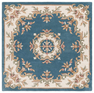 Safavieh Aubusson Hand-tufted Area Rug – Luxurious Ivory & Green Floral Design, Crafted For Timeless Elegance Blue ,Ivory 80% Wool,20% Cotton Aub301m-5
