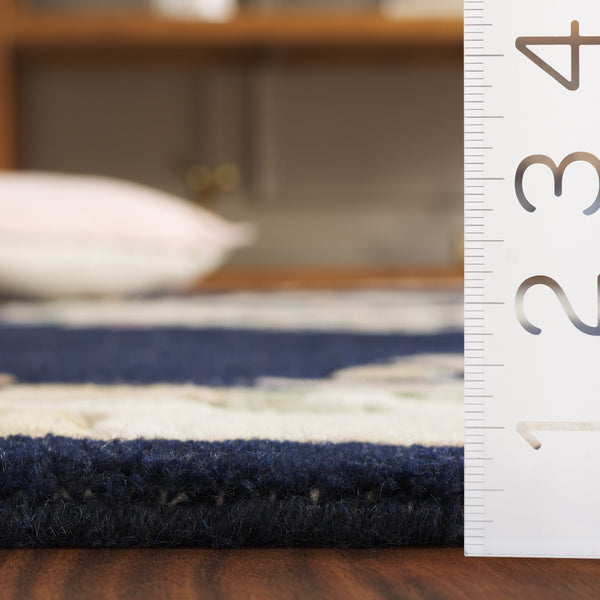 Safavieh Aubusson Hand-tufted Area Rug – Luxurious Ivory & Green Floral Design, Crafted For Timeless Elegance Navy ,Ivory 80% Wool,20% Cotton Aub301n-6r