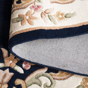 Safavieh Aubusson Hand-tufted Area Rug – Luxurious Ivory & Green Floral Design, Crafted For Timeless Elegance Navy ,Ivory 80% Wool,20% Cotton Aub301n-6r