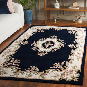 Safavieh Aubusson Hand-tufted Area Rug – Luxurious Ivory & Green Floral Design, Crafted For Timeless Elegance Navy ,Ivory 80% Wool,20% Cotton Aub301n-6r