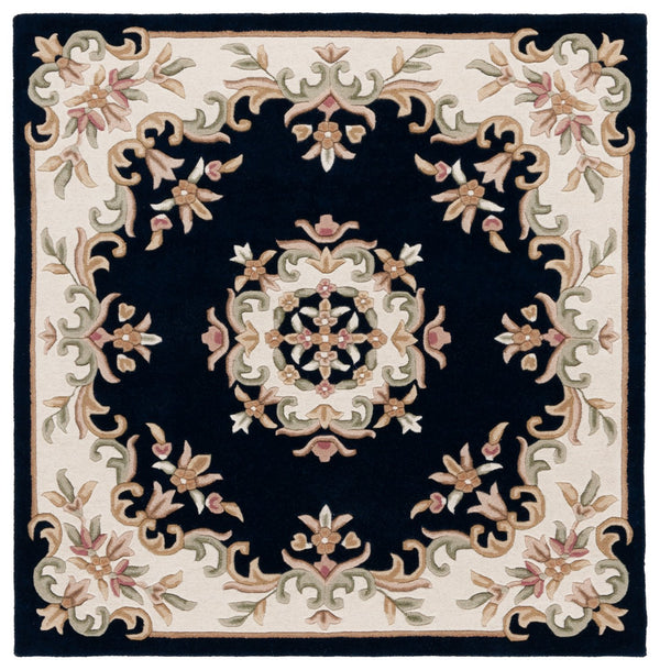 Safavieh Aubusson Hand-tufted Area Rug – Luxurious Ivory & Green Floral Design, Crafted For Timeless Elegance Navy ,Ivory 80% Wool,20% Cotton Aub301n-6r
