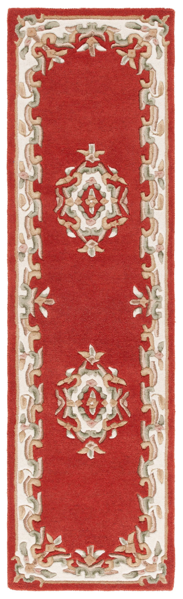 Safavieh Aubusson Hand-tufted Area Rug – Luxurious Ivory & Green Floral Design, Crafted For Timeless Elegance Rust ,Ivory 80% Wool,20% Cotton Aub301p-4