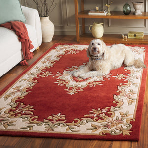 Safavieh Aubusson Hand-tufted Area Rug – Luxurious Ivory & Green Floral Design, Crafted For Timeless Elegance Rust ,Ivory 80% Wool,20% Cotton Aub301p-4