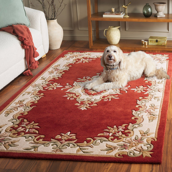 Safavieh Aubusson Hand-tufted Area Rug – Luxurious Ivory & Green Floral Design, Crafted For Timeless Elegance Rust ,Ivory 80% Wool,20% Cotton Aub301p-4