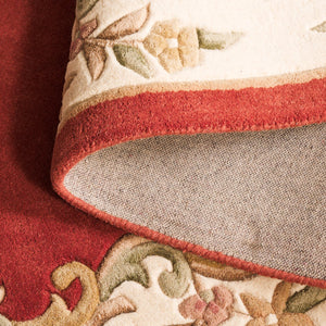 Safavieh Aubusson Hand-tufted Area Rug – Luxurious Ivory & Green Floral Design, Crafted For Timeless Elegance Rust ,Ivory 80% Wool,20% Cotton Aub301p-4