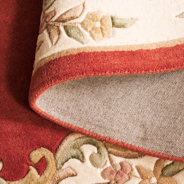 Safavieh Aubusson Hand-tufted Area Rug – Luxurious Ivory & Green Floral Design, Crafted For Timeless Elegance Rust ,Ivory 80% Wool,20% Cotton Aub301p-4