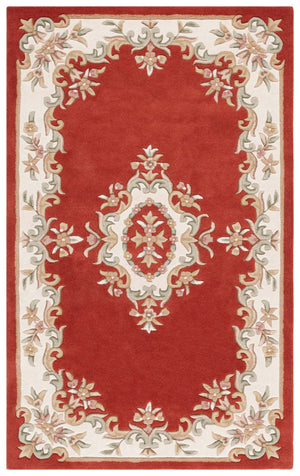 Safavieh Aubusson Hand-tufted Area Rug – Luxurious Ivory & Green Floral Design, Crafted For Timeless Elegance Rust ,Ivory 80% Wool,20% Cotton Aub301p-4