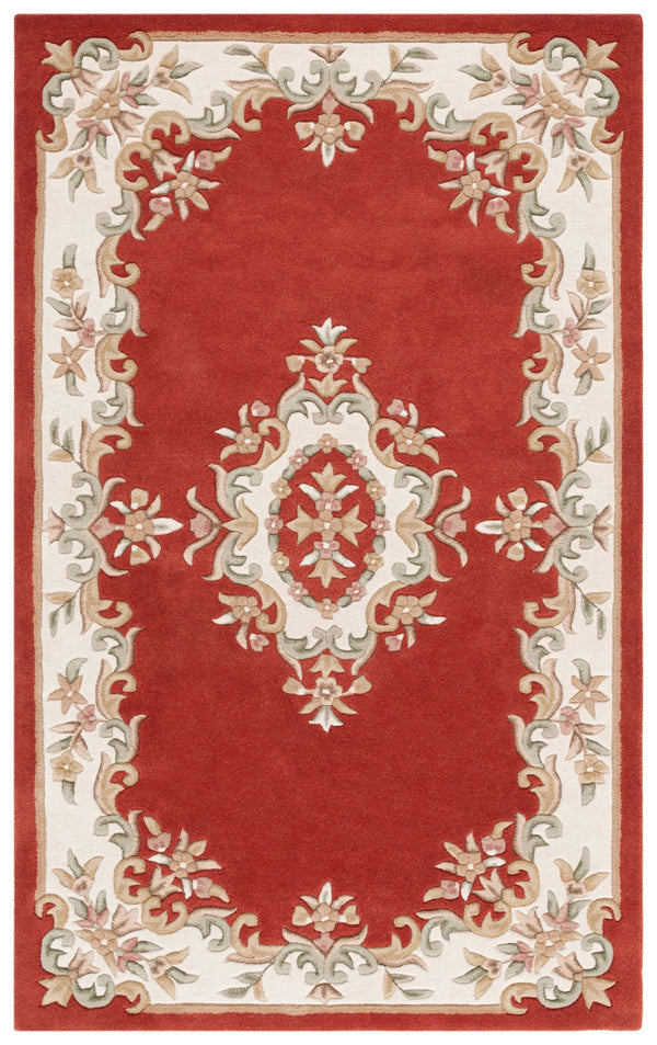 Safavieh Aubusson Hand-tufted Area Rug – Luxurious Ivory & Green Floral Design, Crafted For Timeless Elegance Rust ,Ivory 80% Wool,20% Cotton Aub301p-4