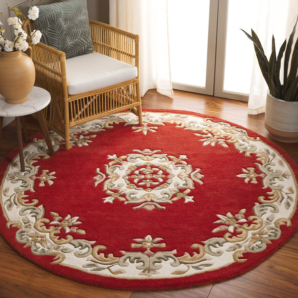 Safavieh Aubusson Hand-tufted Area Rug – Luxurious Ivory & Green Floral Design, Crafted For Timeless Elegance Rust ,Ivory 80% Wool,20% Cotton Aub301p-4