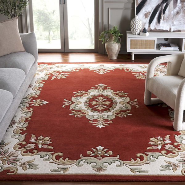 Safavieh Aubusson Hand-tufted Area Rug – Luxurious Ivory & Green Floral Design, Crafted For Timeless Elegance Rust ,Ivory 80% Wool,20% Cotton Aub301p-4