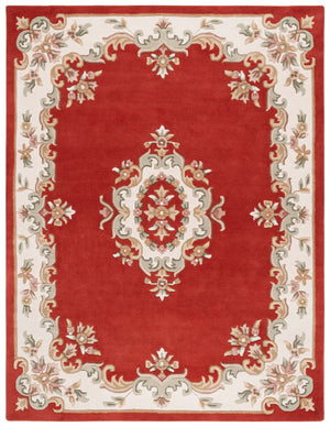Safavieh Aubusson Hand-tufted Area Rug – Luxurious Ivory & Green Floral Design, Crafted For Timeless Elegance Rust ,Ivory 80% Wool,20% Cotton Aub301p-4