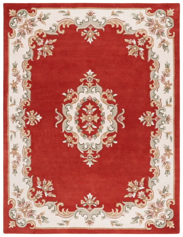 Safavieh Aubusson Hand-tufted Area Rug – Luxurious Ivory & Green Floral Design, Crafted For Timeless Elegance Rust ,Ivory 80% Wool,20% Cotton Aub301p-4