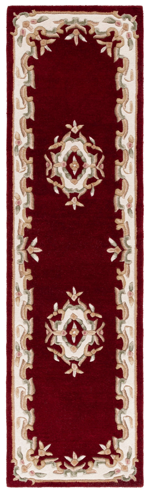 Safavieh Aubusson Hand-tufted Area Rug – Luxurious Ivory & Green Floral Design, Crafted For Timeless Elegance Red ,Ivory 80% Wool,20% Cotton Aub301q-4