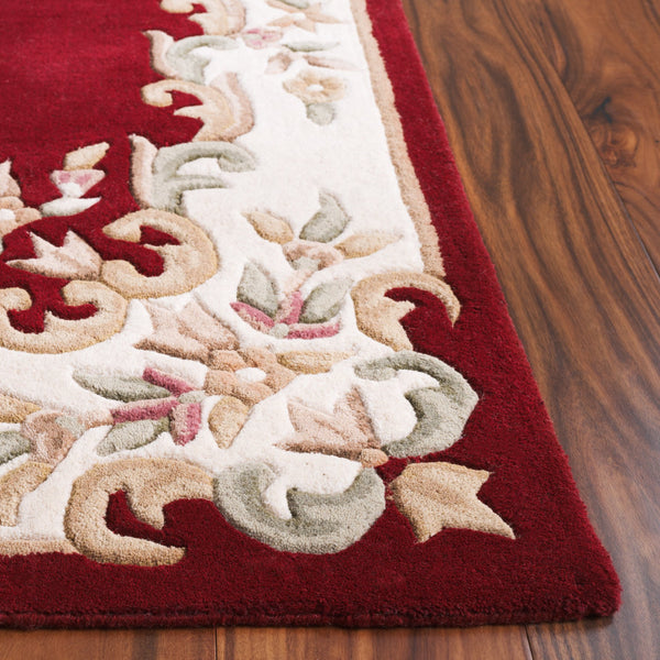 Safavieh Aubusson Hand-tufted Area Rug – Luxurious Ivory & Green Floral Design, Crafted For Timeless Elegance Red ,Ivory 80% Wool,20% Cotton Aub301q-4