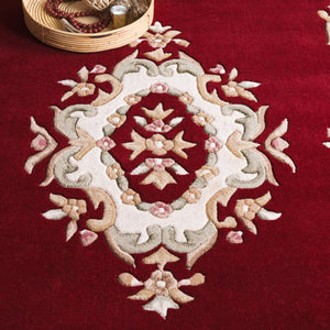 Safavieh Aubusson Hand-tufted Area Rug – Luxurious Ivory & Green Floral Design, Crafted For Timeless Elegance Red ,Ivory 80% Wool,20% Cotton Aub301q-4