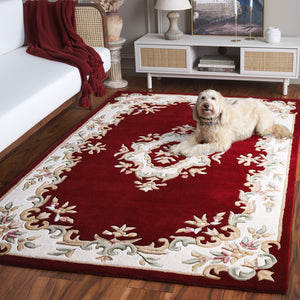 Safavieh Aubusson Hand-tufted Area Rug – Luxurious Ivory & Green Floral Design, Crafted For Timeless Elegance Red ,Ivory 80% Wool,20% Cotton Aub301q-4