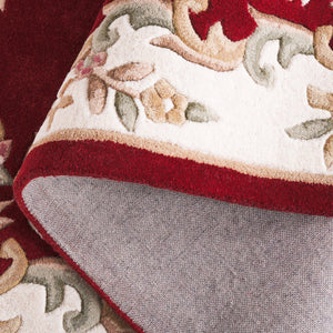 Safavieh Aubusson Hand-tufted Area Rug – Luxurious Ivory & Green Floral Design, Crafted For Timeless Elegance Red ,Ivory 80% Wool,20% Cotton Aub301q-4