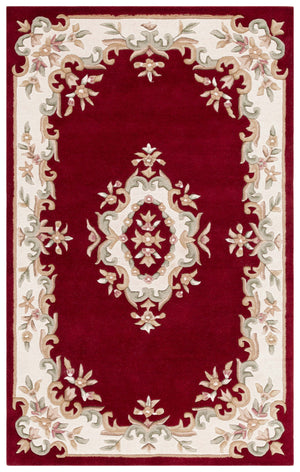 Safavieh Aubusson Hand-tufted Area Rug – Luxurious Ivory & Green Floral Design, Crafted For Timeless Elegance Red ,Ivory 80% Wool,20% Cotton Aub301q-4
