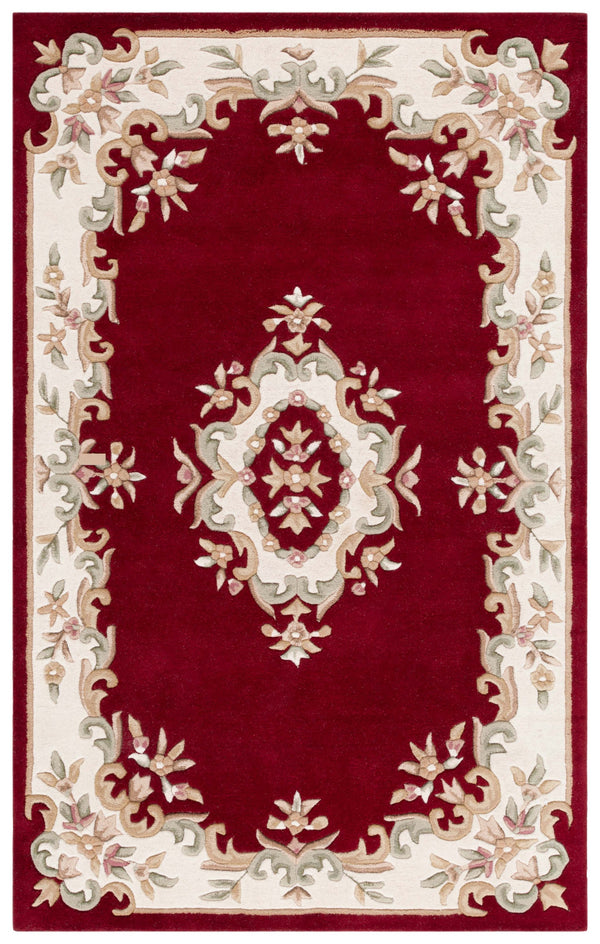 Safavieh Aubusson Hand-tufted Area Rug – Luxurious Ivory & Green Floral Design, Crafted For Timeless Elegance Red ,Ivory 80% Wool,20% Cotton Aub301q-4