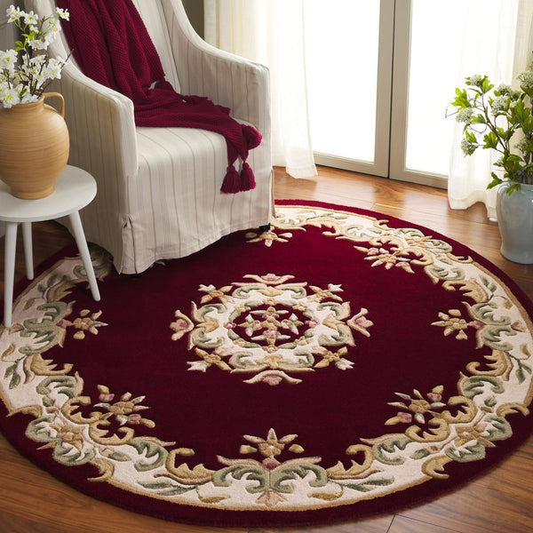 Safavieh Aubusson Hand-tufted Area Rug – Luxurious Ivory & Green Floral Design, Crafted For Timeless Elegance Red ,Ivory 80% Wool,20% Cotton Aub301q-4