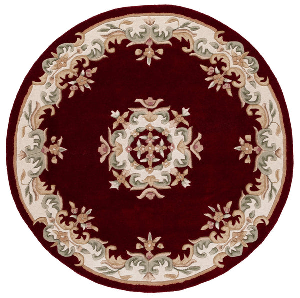 Safavieh Aubusson Hand-tufted Area Rug – Luxurious Ivory & Green Floral Design, Crafted For Timeless Elegance Red ,Ivory 80% Wool,20% Cotton Aub301q-4