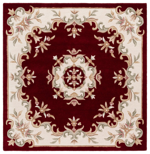 Safavieh Aubusson Hand-tufted Area Rug – Luxurious Ivory & Green Floral Design, Crafted For Timeless Elegance Red ,Ivory 80% Wool,20% Cotton Aub301q-4