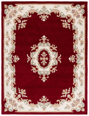 Safavieh Aubusson Hand-tufted Area Rug – Luxurious Ivory & Green Floral Design, Crafted For Timeless Elegance Red ,Ivory 80% Wool,20% Cotton Aub301q-4