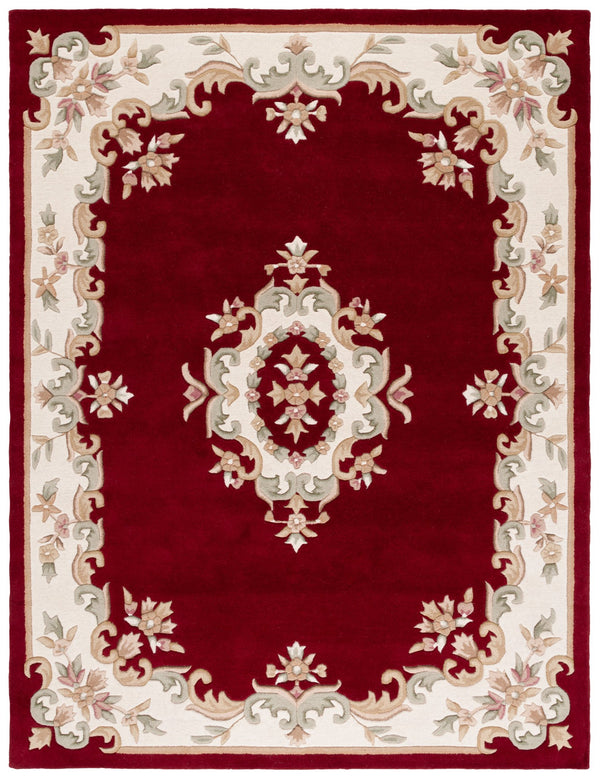 Safavieh Aubusson Hand-tufted Area Rug – Luxurious Ivory & Green Floral Design, Crafted For Timeless Elegance Red ,Ivory 80% Wool,20% Cotton Aub301q-4