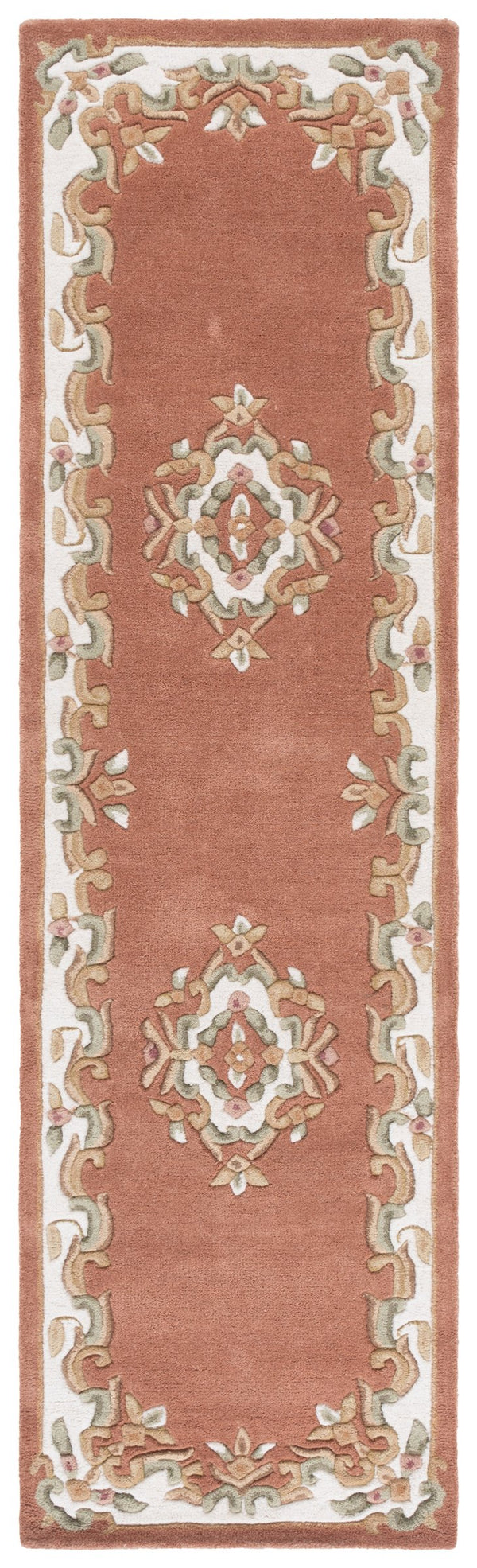 Safavieh Aubusson Elegant Hand-tufted Runner Rug In Grey And Ivory - Timeless Design For Any Space Peach ,Ivory 80% Wool,20% Cotton Aub301s-28