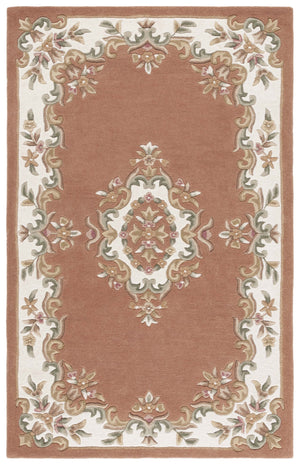 Safavieh Aubusson Hand Tufted Area Rug In Grey And Ivory - Timeless Elegance For Any Home Décor Style Peach ,Ivory 80% Wool,20% Cotton Aub301s-3