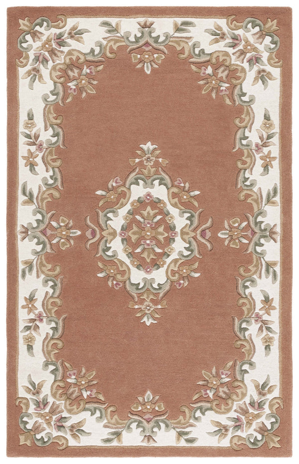 Safavieh Aubusson Hand Tufted Area Rug In Grey And Ivory - Timeless Elegance For Any Home Décor Style Peach ,Ivory 80% Wool,20% Cotton Aub301s-3
