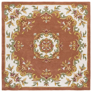 Safavieh Aubusson Elegant Hand-tufted Runner Rug In Grey And Ivory - Timeless Design For Any Space Peach ,Ivory 80% Wool,20% Cotton Aub301s-6sq