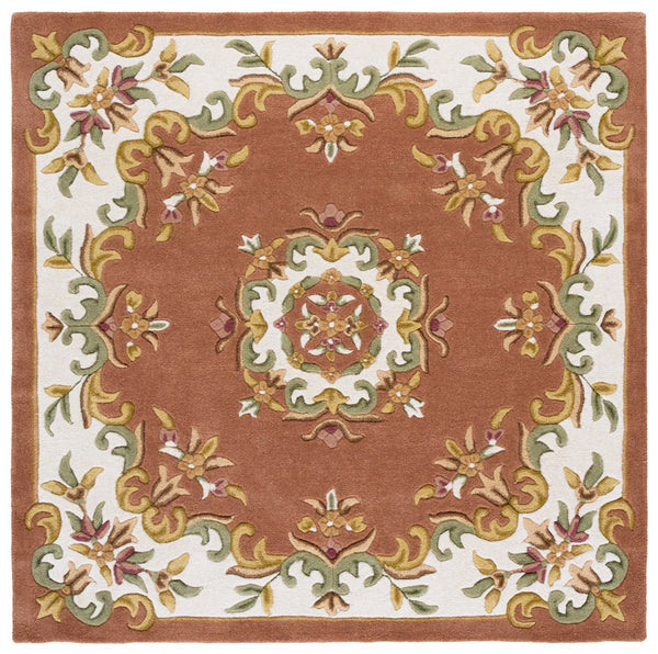 Safavieh Aubusson Hand Tufted Area Rug In Grey And Ivory - Timeless Elegance For Any Home Décor Style Peach ,Ivory 80% Wool,20% Cotton Aub301s-3