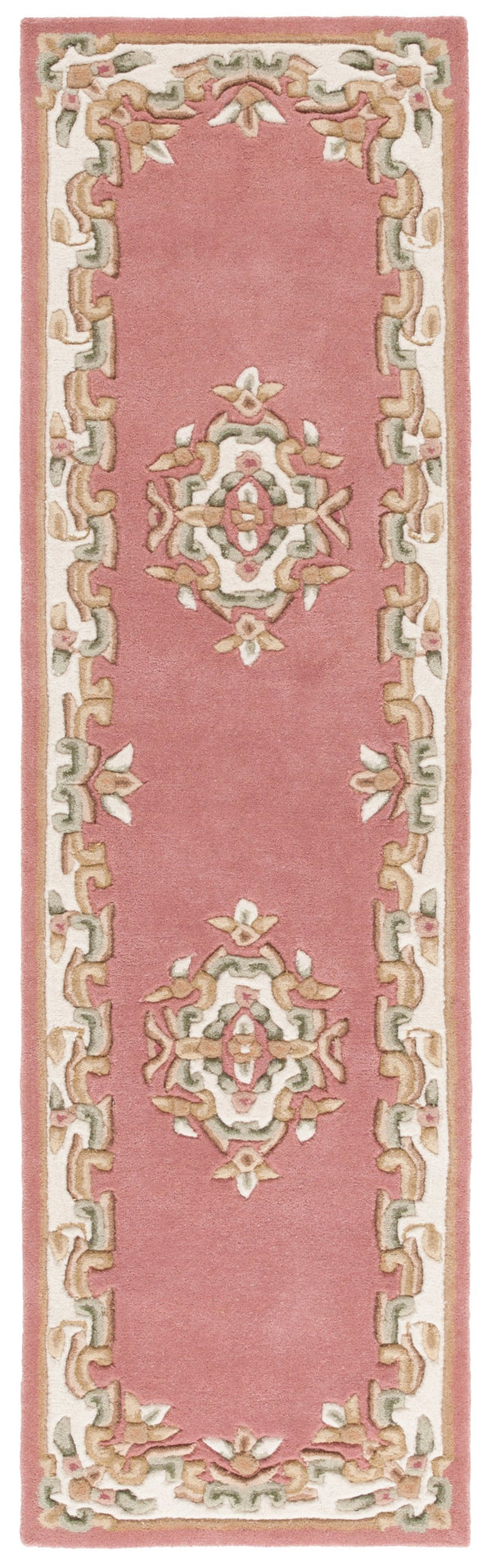 Safavieh Aubusson Hand-tufted Area Rug – Luxurious Ivory & Green Floral Design, Crafted For Timeless Elegance Pink ,Ivory 80% Wool,20% Cotton Aub301u-6sq