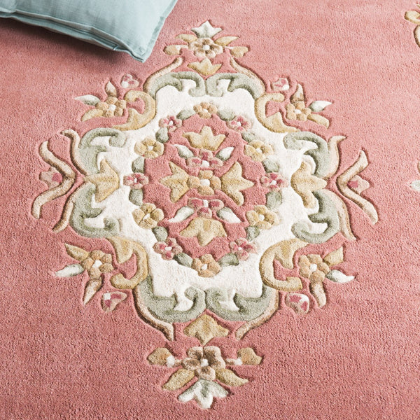 Safavieh Aubusson Hand-tufted Area Rug – Luxurious Ivory & Green Floral Design, Crafted For Timeless Elegance Pink ,Ivory 80% Wool,20% Cotton Aub301u-6sq